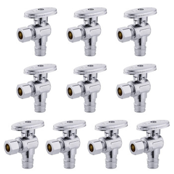 10 Pcs Efield Stop Angle Valve Pexa Inlet 14 Turn 38 Od Compression X 12 Pexa Expansion Chrome Plated Brass