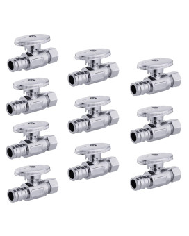 10 Pcs Efield Stop Valve Pexa 14 Turn Straight 38 Od Compression X 12 Expansion F1960 Chrome Plated Brass