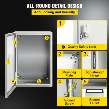 Vevor Nema Steel Enclosure 12 8 6 Nema 4X Steel Electrical Box Ip66 Waterproof Dustproof Outdoorindoor Electrical Junction