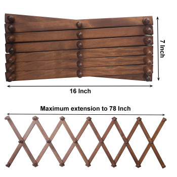 Skoloo Accordion Wall Hanger Modern Expandable Coat Rack Wall Mounted Solid Wooden Wall Hat Rack 20 Peg Walnut