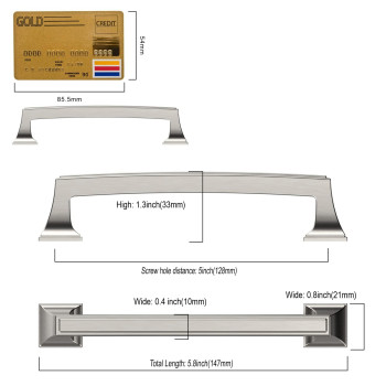 Amerdeco 10 Pack Brushed Satin Nickel Cabinet Pulls 5 Inch128Mm Hole Center Cabinet Hardware Kitchen Cabinet Handles For Bathr