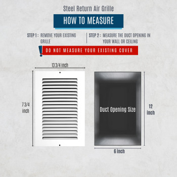 Fits 6X12 Duct Opening Steel Return Air Grille By Handua Vent Cover Grill For Sidewall And Ceiling White Hvac Cold Air I