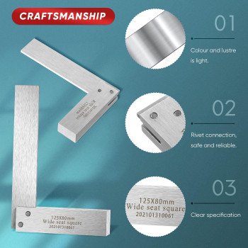 Machinist Square Set 2 3 4 And 6 Squares Machinist Square Mechanical Engineer Steel Square High Precision 90 Degree Wide Base