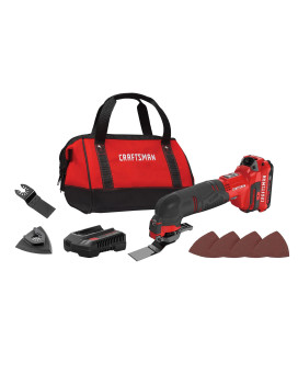 Craftsman V20 Cordless Multitool Oscillating Tool Kit Blades Sand Paper Battery And Charger Included Cmce501D1