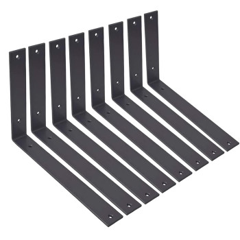 Shelf Brackets 12 Inch L Brackets For Shelves Heavy Duty Black Wall Brackets For Shelves 5Mm Thick Metal Bracket Support For She