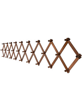 Skoloo Accordion Wall Hanger Modern Expandable Coat Rack Wall Mounted Solid Wooden Wall Hat Rack 28 Peg Walnut