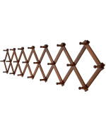 Skoloo Accordion Wall Hanger Modern Expandable Coat Rack Wall Mounted Solid Wooden Wall Hat Rack 22 Peg Walnut