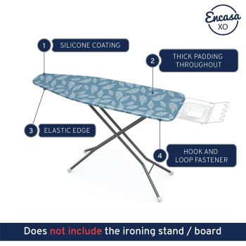 Encasa Ironing Board Covers 14 X 42 Inch Drawstring Tightening With Thick 3 Mm Felt Padding Easy Fit Scorch Resistant Print