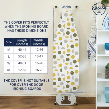 Encasa Ironing Board Covers 14 X 42 Inch Drawstring Tightening With Thick 3 Mm Felt Padding Easy Fit Scorch Resistant Print