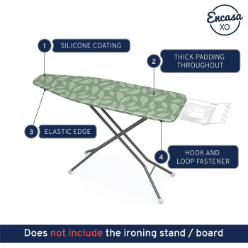 Encasa Ironing Board Covers 18 X 49 Inch Drawstring Tightening With Thick 3 Mm Felt Padding Easy Fit Scorch Resistant Print