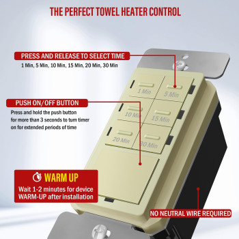 Enerlites 30Minute Countdown Timer Switch 1510152030 Min For Bathroom Fans Heaters Lights Led Indicator 120Vac 800W