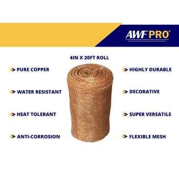 Awf Pro 4 X 60 Copper Mesh For Pest Mice And Rodent Control Pack Of 3 Perfect For Homes Gardens And Decor Rust And Bac