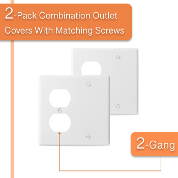 Bates 2Gang Combination Wall Plate 2 Pack 1 Duplex1 Blank Standard Size 2 Gang Wall Plate Outlet Covers Wall Plates Out