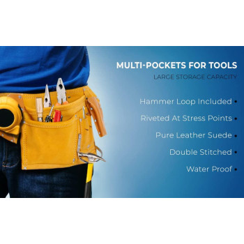 Gift For Mens Leather Tool Belt For Carpenter Construction Pouch Framers Handyman Electrician Brown Color Belts Adjusts F