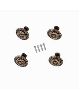 Gdqlcnxb Pull Handle Metal Flower Shape Cabinet Drawer Door Knob Bronze Tone Pack Of 4