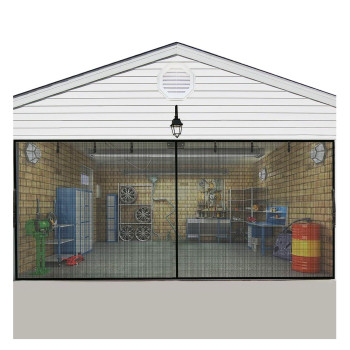 Eapele Garage Door Screen 16X7Ft For 2 Car Garage 300Mesh Screen Keep Out Dust Also Allow Fresh Air To Come Through Strong Ma