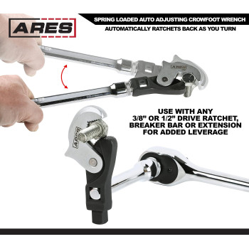 Ares 33008 2Piece Spring Loaded Auto Adjusting Crowfoot Wrench Set Adjustable Wrench Set With 8 To 32Mm 516Inch To 1 14