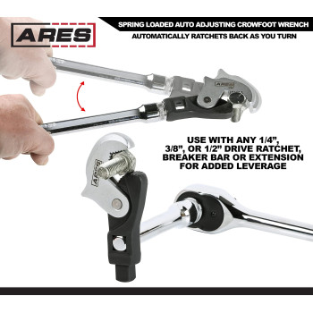 Ares 33009 3Piece Auto Adjusting Crowfoot Wrench Set Spring Loaded Adjustable Wrench Set With 5 To 32Mm 316Inch To 1 14