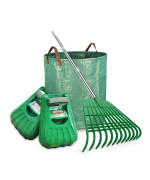 Gardzen Large Leaf Scoop 12 Tines Gardening Leaf Rake Set Comes With 72 Gallon Garden Bag