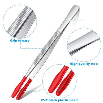 2 Pieces Tweezers Bent Tip Tweezers With Rubber Tips Pvc Coated And 2 Pieces Tweezers Rubber Coated Pvc Soft Non Marring Flat Ti