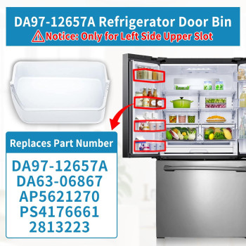 Rimous Da9712657A Refrigerator Door Shelf Replacement Left Side For Samsung Rf262Beaesr Rf261Beaesr Rf260Beaesg Rf260Beaesr