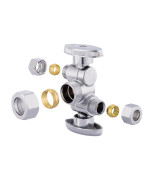 14 Turn Dual Compression Outlet Angle Stop Valve With 2 Shut Off Valvehandles 12 Nom 58 Od X 38 Inch X 38 Inch Ch