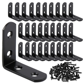 Aysum 30Pcs L Bracket Corner Brace 40Mmx40Mm Black Right Angle Bracket Corner Bracket For Shelves Wood Furniture Cabinet Chair