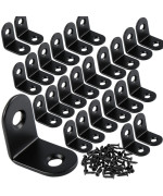 Aysum 50Pcs Corner Brace 1X1 Black Corner Brackets 90 Degree Angle Bracket Metal L Brackets 25X25Mm For Wood Furniture Cab