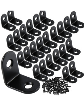 Aysum 50Pcs Corner Brace 1X1 Black Corner Brackets 90 Degree Angle Bracket Metal L Brackets 25X25Mm For Wood Furniture Cab