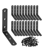 Aysum 20Pcs Black L Brackets 31X31 Heavy Duty Corner Brace Right Angle Bracket 80X80Mm For Wood Chair Bookshelf Cabinets