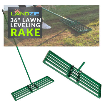 Landzie Lawn Leveling Rake 36 Inch Steel Handle Lawn Leveler Yard Leveling Rake And Lawn Leveling Tool Dirt Leveling Rake And