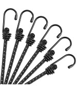 Rio Direct Bungee Cords With Hooks 12 Inch Black Bungee Cords Heavy Duty Outdoor Assorted Sizes Elastic Bungee Straps For Ta