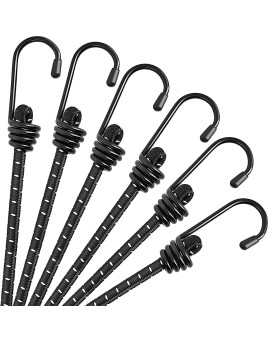 Rio Direct Bungee Cords With Hooks 12 Inch Black Bungee Cords Heavy Duty Outdoor Assorted Sizes Elastic Bungee Straps For Ta