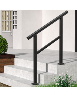 Spaceeup 3 Steps Stair Handrail 36 X 35 Handrails For Outdoor Steps Transitional Handrail With Installation Kit Handrail For