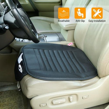 Universal Car Seat Cushion Cover Breathable Car Front Seat Cover Pad Mat Filling Bamboo Charcoal w/ Non-Slip Bottom and Storage Pockets