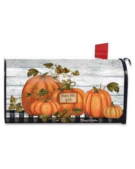 Briarwood Lane Happy Fall Yall Pumpkins Farmhouse Magnetic Mailbox Cover Autumn Checkers Standard