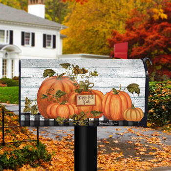 Briarwood Lane Happy Fall Yall Pumpkins Farmhouse Magnetic Mailbox Cover Autumn Checkers Standard