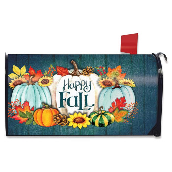 Briarwood Lane Happy Fall Pumpkins Primitive Magnetic Mailbox Cover Autumn Leaves Standard