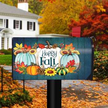 Briarwood Lane Happy Fall Pumpkins Primitive Magnetic Mailbox Cover Autumn Leaves Standard