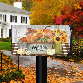 Briarwood Lane Farm Fresh Bushel Autumn Magnetic Mailbox Cover Pumpkins Standard