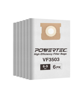 Powertec Shop Vacuum Bags 6Pk For Ridgid Vf3503 40153 Filter Bags Size B 69 Gallon Shop Vacuum Replacement Bags For Ridgid Hd9