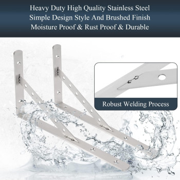 Solid Shelf Brackets 16 Inch L Brackets Heavy Duty Shelf Brackets Stainless Steel Angle Bracket Max Load 440Lbs Pack Of 2 Silve