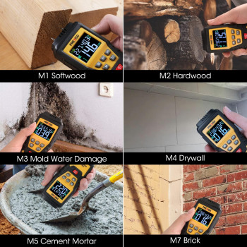 Prexiso Wood Moisture Meter 7 In 1Digital Moisture Meter For Firewood Woodworking Walls Home Drywall Paper Floor Moist