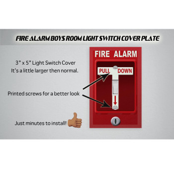 Fire Alarm Cool Light Switch Plate Cover For Teens Room Fun Novelty Gift Decorative Decor Bedroom Fire Alarm