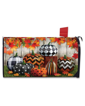 Briarwood Lane Patterned Pumpkins Autumn Magnetic Mailbox Cover Fall Leaves Standard