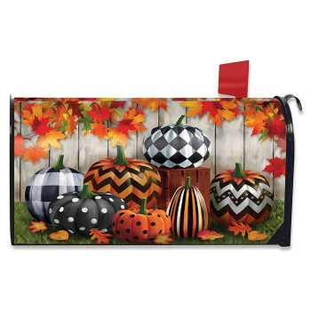 Briarwood Lane Patterned Pumpkins Autumn Magnetic Mailbox Cover Fall Leaves Standard