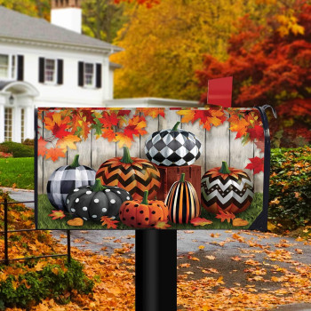 Briarwood Lane Patterned Pumpkins Autumn Magnetic Mailbox Cover Fall Leaves Standard