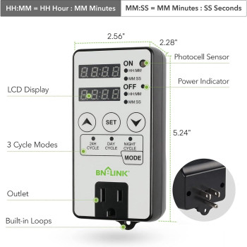 Bnlink Timer Outlet Short Period Repeat Cycle Intermittent Digital Timer Interval Timer Day Night Or 24 Hour Operation Pr