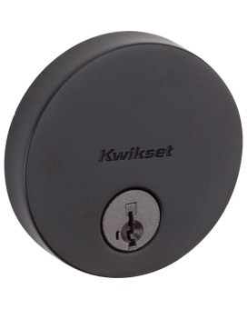 Kwikset Uptown Deadbolt Lock Matte Black Round Exterior Keyed Front Entry Door Pick Resistant Smartkey Rekey Security Single