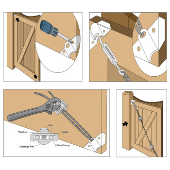 Home Master Hardware 2 Pack Anti Sag Gate Kit For Wooden Fence Repair Zinc Plated Steel Antisag Gate Hardware Kit Turnbuckl